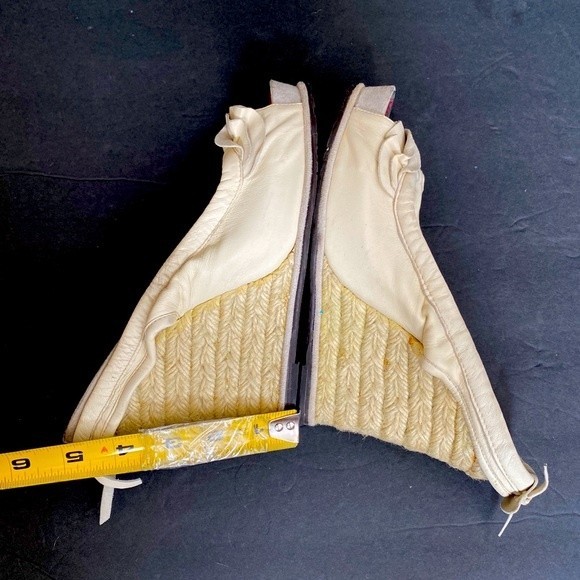 Miss Sixty Kate Wedge ruffled leather W/elastic straps Heel Ivory - Picture 13 of 14